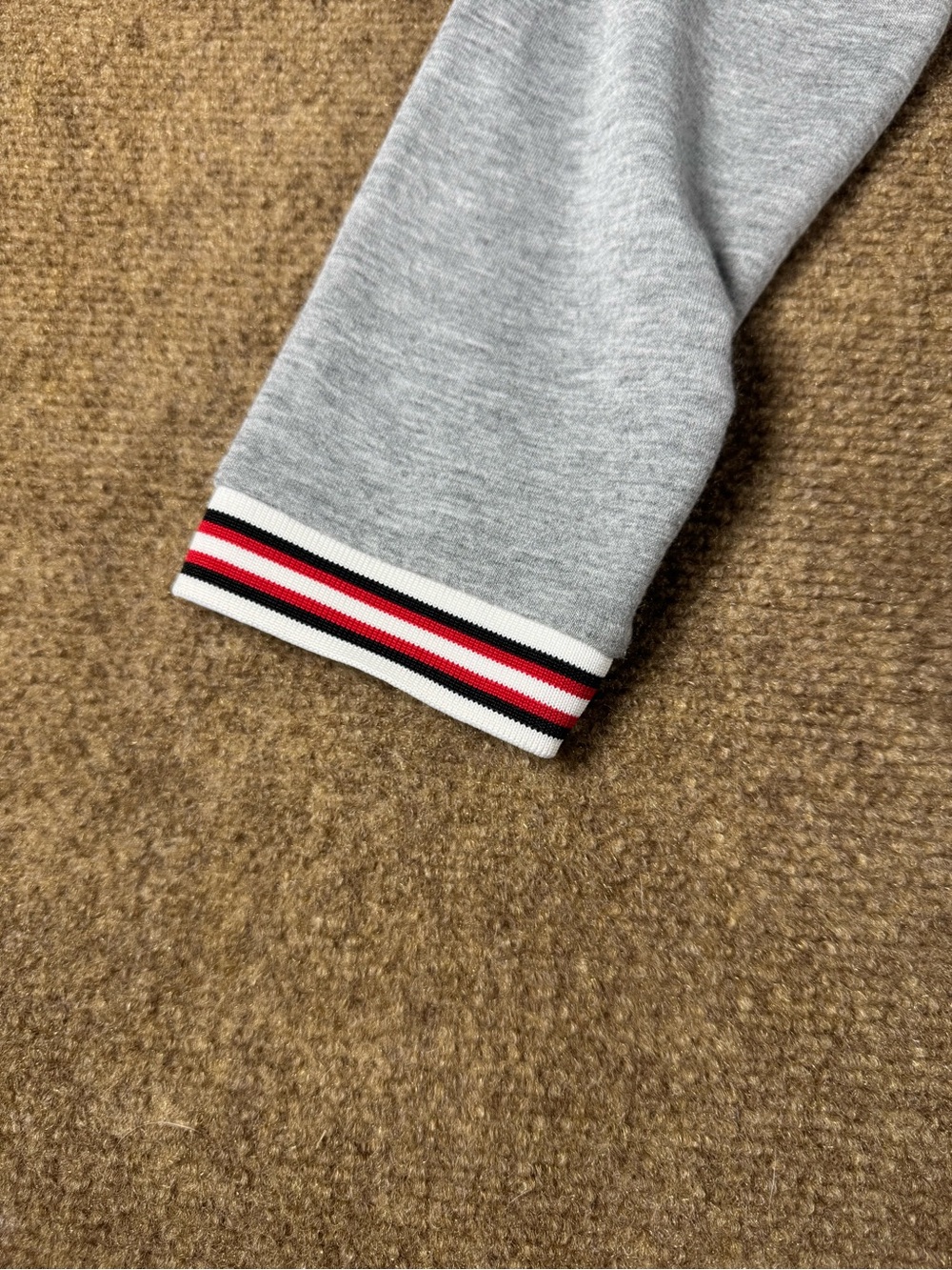 Sweater Top Gray Mixed Media Mock Layering Large Pullover Striped Hem Top - Picture 10 of 11